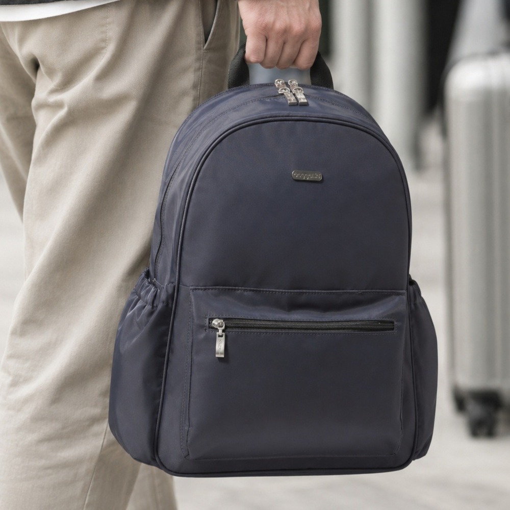 Baggallini Soho Backpack Charcoal Grey Nylon RFID Blocking Travel Laptop Bag